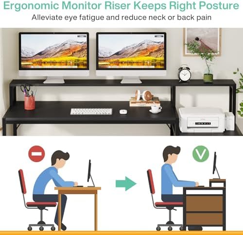 Tribesigns 63 Inch Computer Desk with File Drawer Cabinet, Home Office Desk - Image 6