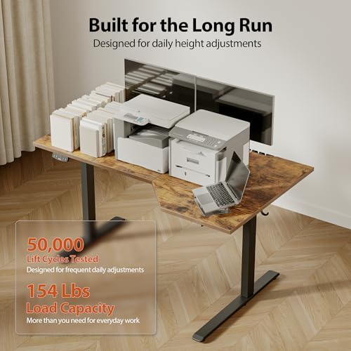 Agilestic 48 x 28 Inch Corner L Shaped Electric Standing Desk, Rustic Brown - Image 6