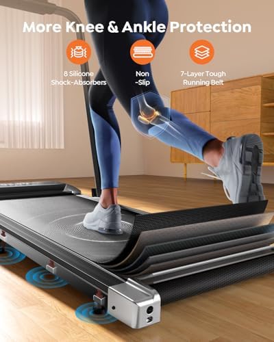 Acezoe Walking Pad Treadmill with Incline, 2 in 1 Foldable Treadmills for Home Small Office, 300lbs Portable Compact Under Desk Treadmill with App, Remote Control and LED Display - Image 6