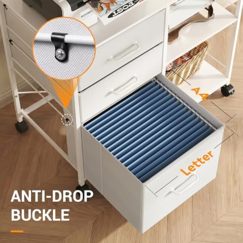DEVAISE 3 Drawer Mobile File Cabinet, Fabric Lateral Filing Cabinet - Image 5