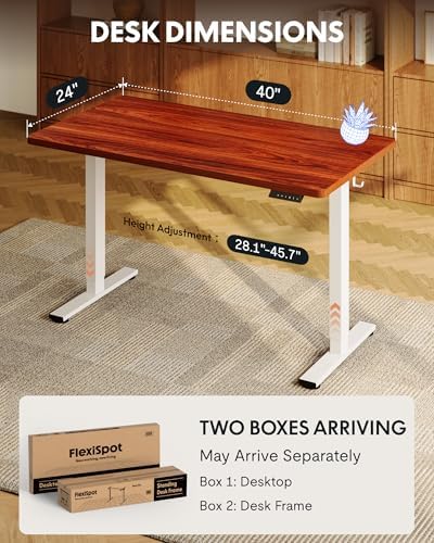 FLEXISPOT EN1 40"x24" One-Piece Standing Desk, Mahogany - Image 6