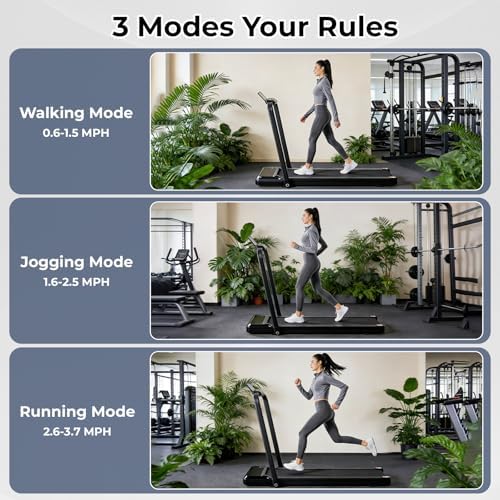 Foldable Walking Pad Treadmill for Home Office with Handle Bar, 3-in-1 Portable Treadmill Under Desk, Low Noise Operation, Remote Control & LED Display, Black - Image 2