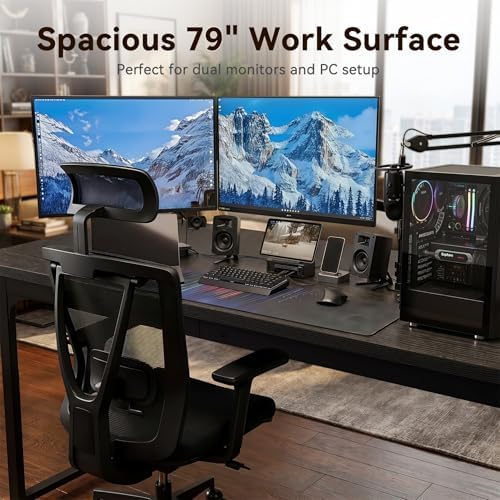 Coleshome 79 Inch Computer Desk with Power Outlet - Image 5