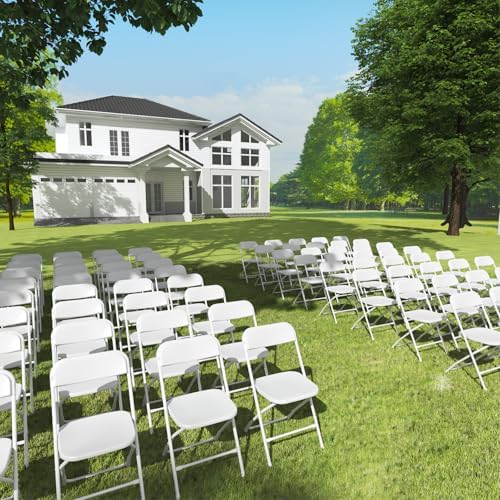 20 Pack White Folding Chairs for School Events Wedding Party Picnic - Image 4