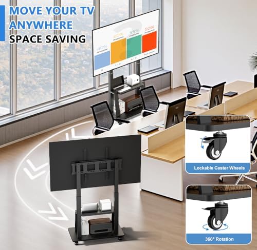 Rolling TV Stand on Wheels for 42 to 100 inch TV - Image 4