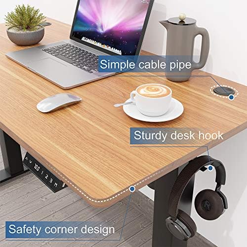 Shintenchi Electric Standing Desk, 48 x 24 Inch Height Adjustable Sit Stand Desk Morder Home Office Stand Up Desk Computer Work Station with Splice Board, (Black Frame + Bamboo Top) - Image 4