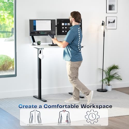VIVO White 43 x 24 in Standing Desk, DESK-KIT-1B4W - Image 4