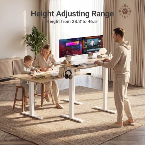 Claiks Electric Height Adjustable Standing Desk, 55x24 Inch, Nature - Image 4