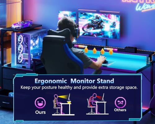 Gaming Desk with PC Display Stand, Reversible for Gaming Setup, 63 inch - Image 6