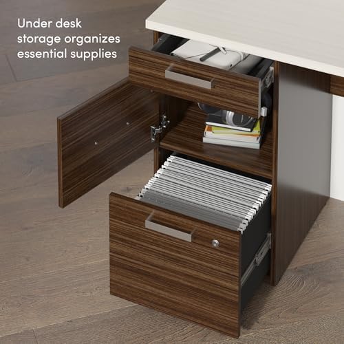 Bestar, Ridgeley Collection, 3-Piece Set Including a U-Shaped Desk with Hutch, a Lateral File Cabinet, and a Bookcase - Image 5
