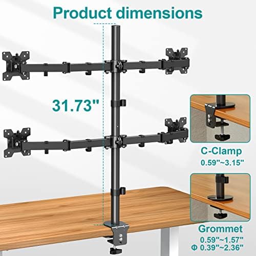 MOUNT PRO 4 Monitor Mount for Max 32" Computer Screens, Up to 17.6lbs Each - Image 3