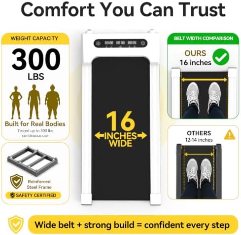 GOYOUTH 2.25HP Walking Pad, Quiet Under Desk Treadmill for Office, 300 LBS - Image 6