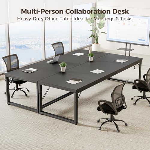 Mericonia 63x28 Inch Computer Desk, 1" Thick Large Office Table, Black - Image 3