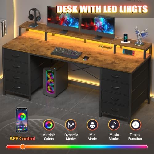 60" Computer Desk with 8 Drawers & Monitor Stand for Home Office, Bedroom - Image 5