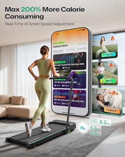UREVO Strol 2E Smart 2-in-1 Folding Treadmill, Compact Walking Pad with Safety Handle, Plug and Play, Standing Desk Treadmill with Dual LED Display, Smart APP, Walking or Running for Home - Image 5