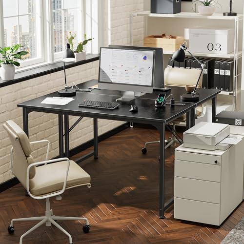 PRAISUN 40 X 20 Inch Computer Desk, Power Outlets, USB-C, Black - Image 2