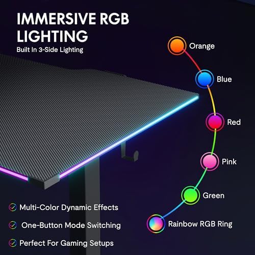 FLEXISPOT E6G CyberX 55" RGB LED Electric Heavy Duty Gaming Standing Desk - Image 4