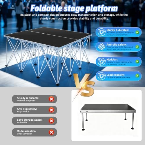 4x4 ft Foldable Stage Platform, 24" Portable Riser, Non-Slip - Image 7