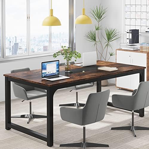 Tribesigns Modern Computer Desk, 70.8 x 35.4 inch Large Executive Office Desk Computer Table Study Writing Desk Workstation for Home Office,Rustic/Black - Image 7