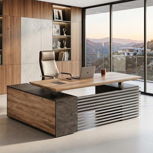 78.7" Executive Standing Desk with Locking Drawers and Charging Station by GTBLACKTURNSTONE