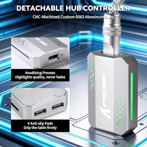 ATTACK SHARK C07 PRO Custom Braided USB-A to Dual Type-C Cable-White - Image 5