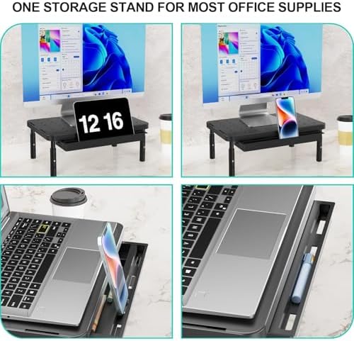 WALI Computer Monitor Stand with Storage, Monitor Riser 3 Height Adjustable - Image 5