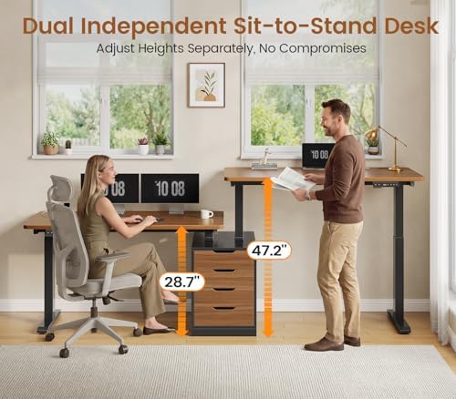 SEDETA Standing Two Person Desk with 4 Drawers, 2 Power Outlets, CPU Stand - Image 4