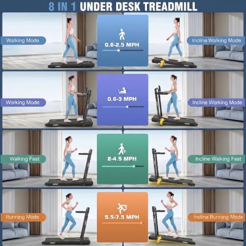 FUNMILY Upgrade Walking Pad Folding Treadmill with 12%/15% Incline & Handle Bar, 3.5HP Foldable Under Desk Compact Treadmills for Home/Office/Gym, 400+lb Capacity, Shock Absorption - Image 7