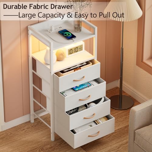 Furnulem White Nightstand with Charging Station,Small Dresser for Bedroom - Image 6