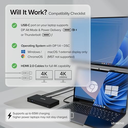 Plugable USB-C Docking Station, Dual 4K 60Hz HDMI for Windows and ChromeOS - Image 5