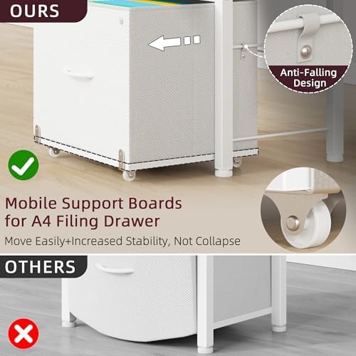 HIGDBFE File Cabinet with 2 Fabric Drawers and Printer Stand, White - Image 5
