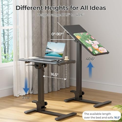27" Portable Mobile Standing Desk, No-Assembly Needed, Black - Image 4