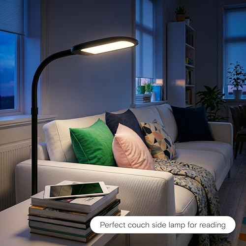 Brightech Litespan Slim LED Floor Reading Lamp - Tall with Adjustable Gooseneck, Dimmable for Living Rooms, Offices & Bedrooms - Black - Image 6