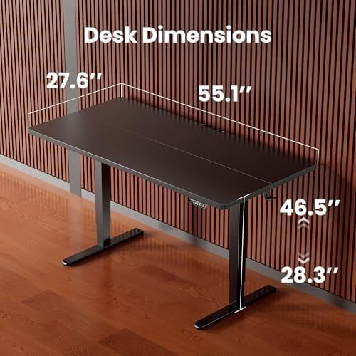 ErGear 55 x 28 Inches Height Adjustable Electric Standing Desk, Sit Stand up Desk, Memory Computer Home Office Desk, Black - Image 3