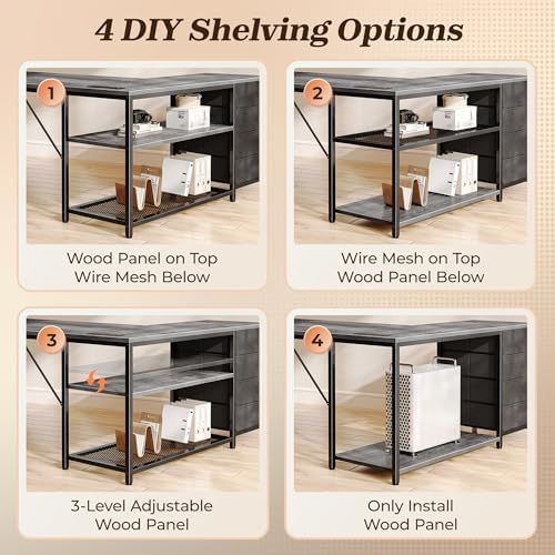 PRAISUN 53" L Shaped Desk with Power Outlets & 4 Drawers - Image 5