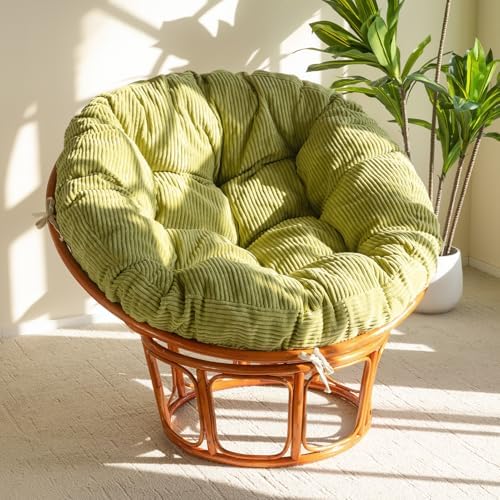 HIGOGOGO Papasan Chair Cushion with Corduroy Cover (Without Chair), 48 x 48 Inch Supportive Cushion, Overstuffed Chair Cushion,Green by HIGOGOGO