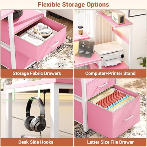 Aheaplus 59" Gaming Desk with RGB LED & Power Outlet &PC Case/Printer Stand - Image 4
