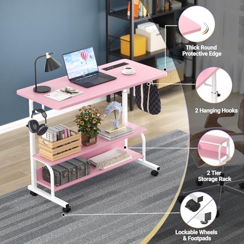 Armocity 32" Rolling Standing Desk with Charging Station for Couch Bed - Image 5