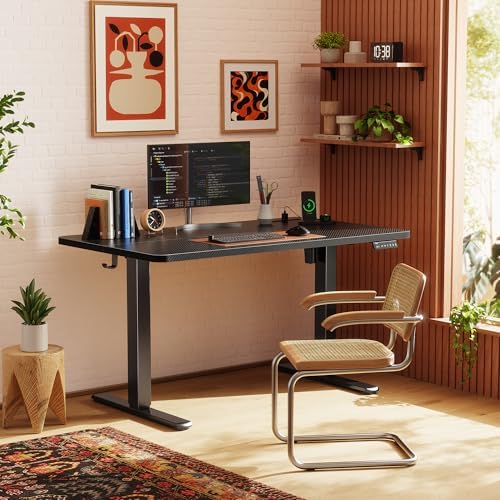 Huuger 47 X 24 Inch Electric Standing Desk with Power Outlets and USB-C Port, Height Adjustable Desk, Sit Stand Desk for Home Office, Computer & Gaming Desk, Stable Steel Frame, Carbon Black - Image 2