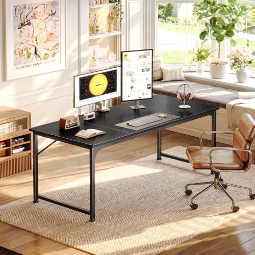 PRAISUN 63 Inch Computer Desk, Office Desk, Spacious Desktop, Black - Image 2