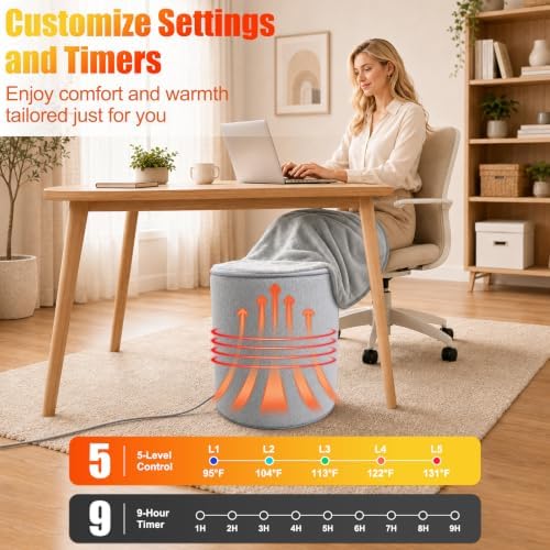 Under Desk Heater, Portable Foot & Leg Warmer with Blanket - Image 3