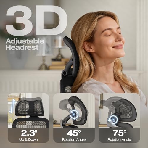ELABEST X100 Ergonomic Mesh Office Chair, Big and Tall Home Desk Chair with 5D Flip-Up Arms, Adjustable 3D Lumbar Support, Gaming & Executive Computer Chair - Image 5