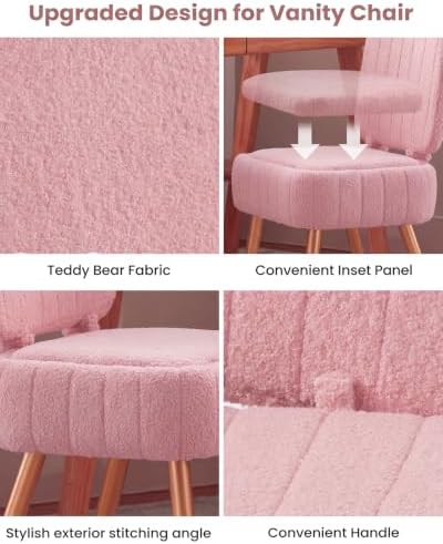 Vanity Chair with Storage Stool Makeup Chair Purple - Image 6