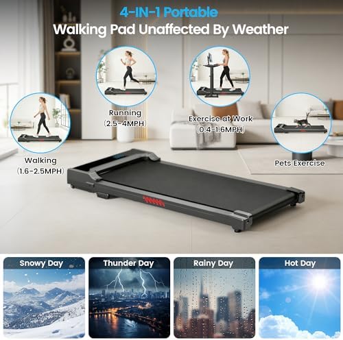 Walking Pad Treadmill for Home - Under Desk Walking and Running with Remote Control Portable Electric Machine Adjustable Slim Compact with 0.6-4.0MPH Modes Max up 265 Lbs for Home Office - Image 5