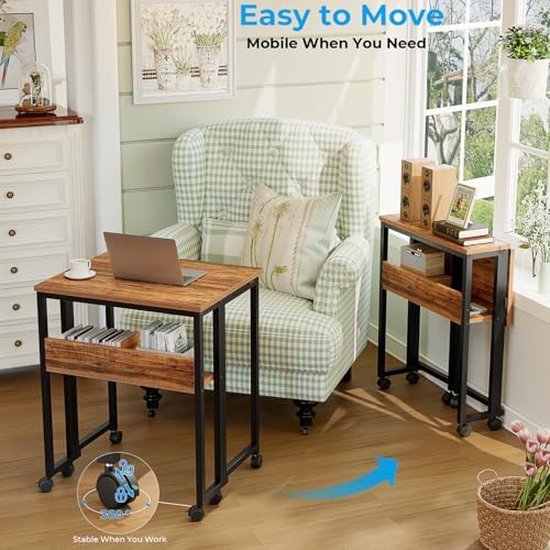 GreenForest Folding Desk with Wheels, 24.8" Rolling Table for Small Spaces - Image 4