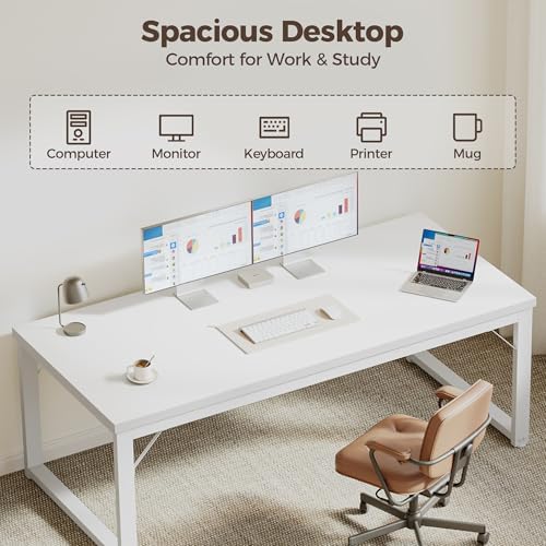 Mericonia 40 Inch Computer Desk, 1" Thick Small Office Table, White - Image 5