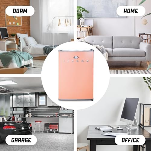 ICEBOX 2.5 Cu. Ft. Compact Refrigerator, ENERGY STAR Certified Small Refrigerator, Single Door Mini Fridge with Chiller Compartment, R600a Refrigerant, IBCR25BLS, Blush Red - Image 5