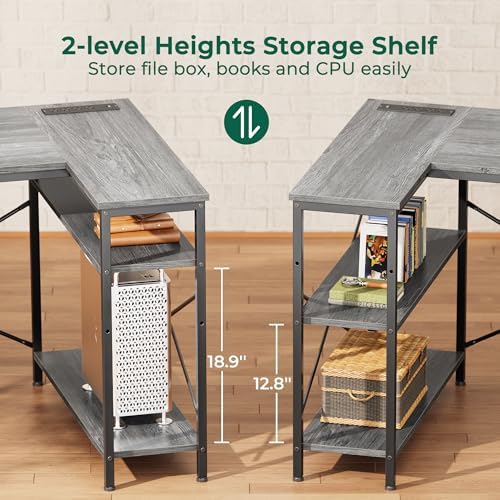 Huuger L Shaped Office Desk with Power Outlets & 3 Drawers - Image 7