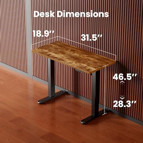 ErGear Height Adjustable Electric Standing Desk, 32 x 19 Inches Sit Stand up Desk, Memory Computer Home Office Desk, Vintage Brown - Image 3