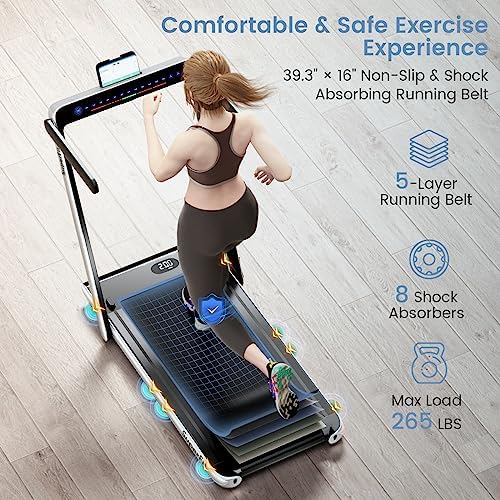 Goplus 2 in 1 Under Desk Treadmill, 2.25HP Superfit Folding Treadmill with Touch Panel Control, App Control, Remote Control, Bluetooth Speaker, Foldable Walking Treadmills for Home Office - Image 3